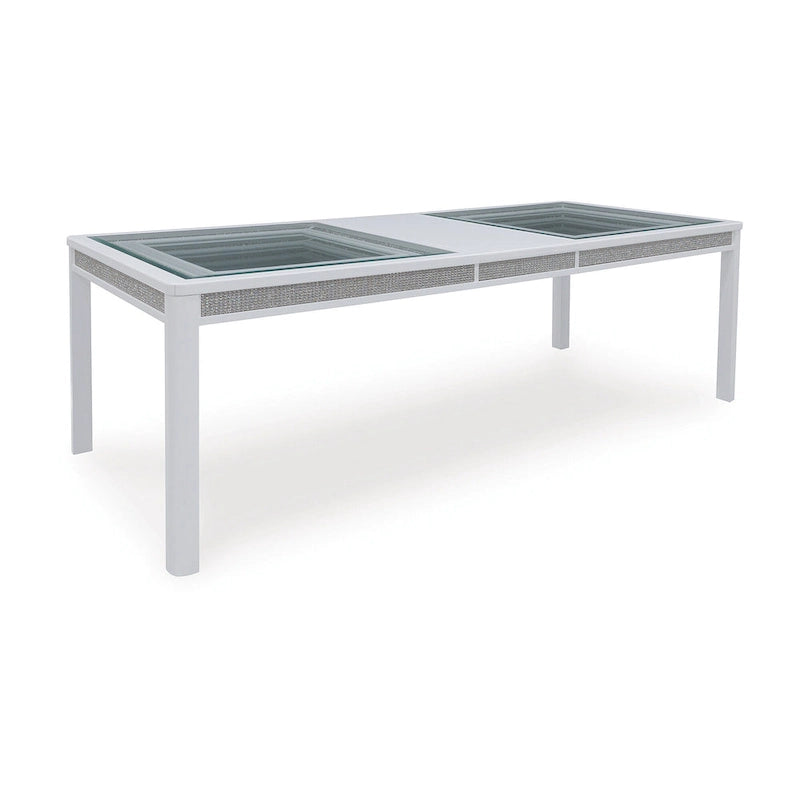 Glamour Rectangular Dining Extension Table – White & Glass