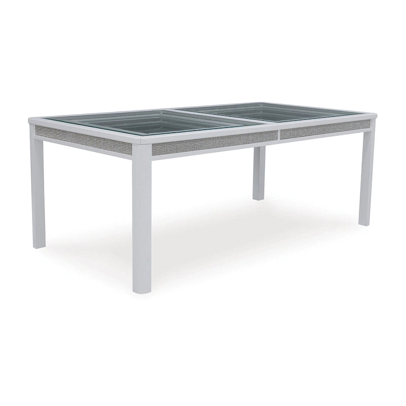 Glamour Rectangular Dining Extension Table – White & Glass