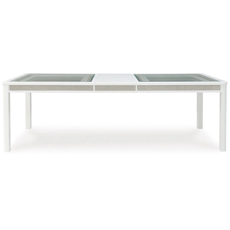 Glamour Rectangular Dining Extension Table – White & Glass