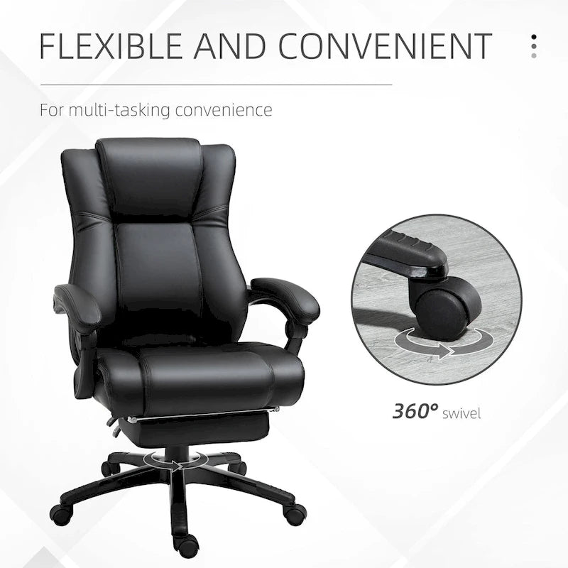 High-Back Executive Office Chair with Adjustable Height & Retractable Footrest