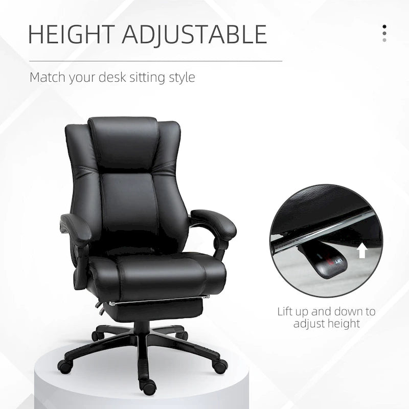High-Back Executive Office Chair with Adjustable Height & Retractable Footrest
