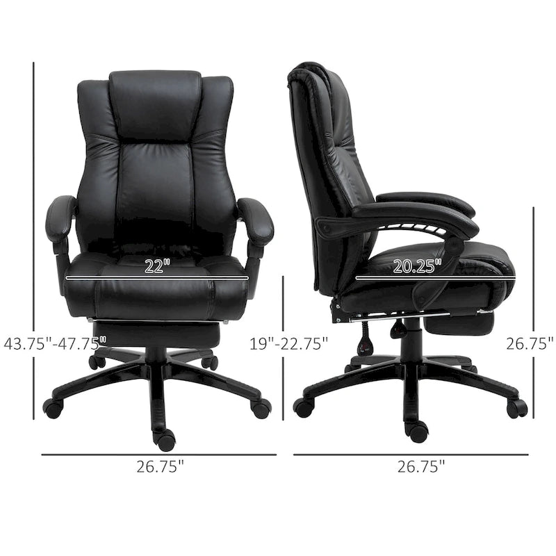 High-Back Executive Office Chair with Adjustable Height & Retractable Footrest