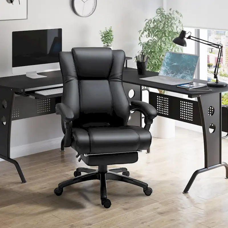 High-Back Executive Office Chair with Adjustable Height & Retractable Footrest