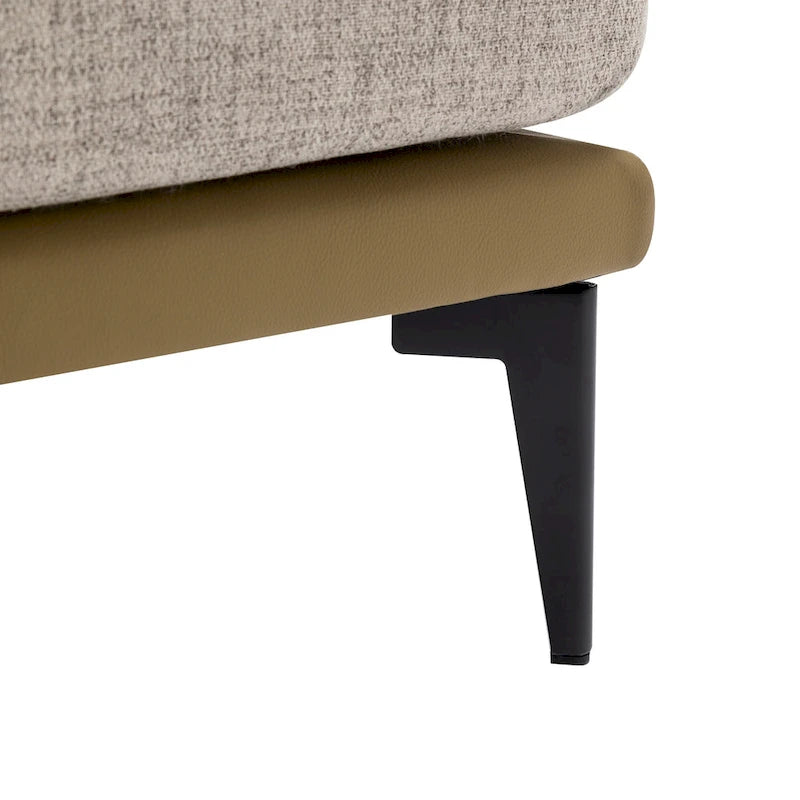 Modern Two-Tone Barrel Accent Chair – Linen & PU Leather