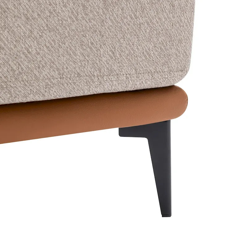 Modern Two-Tone Barrel Accent Chair – Linen & PU Leather