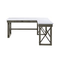 L-Shaped Writing Desk with Marble-Look Top, Lift-Top Storage & Drawer – Weathered Grey