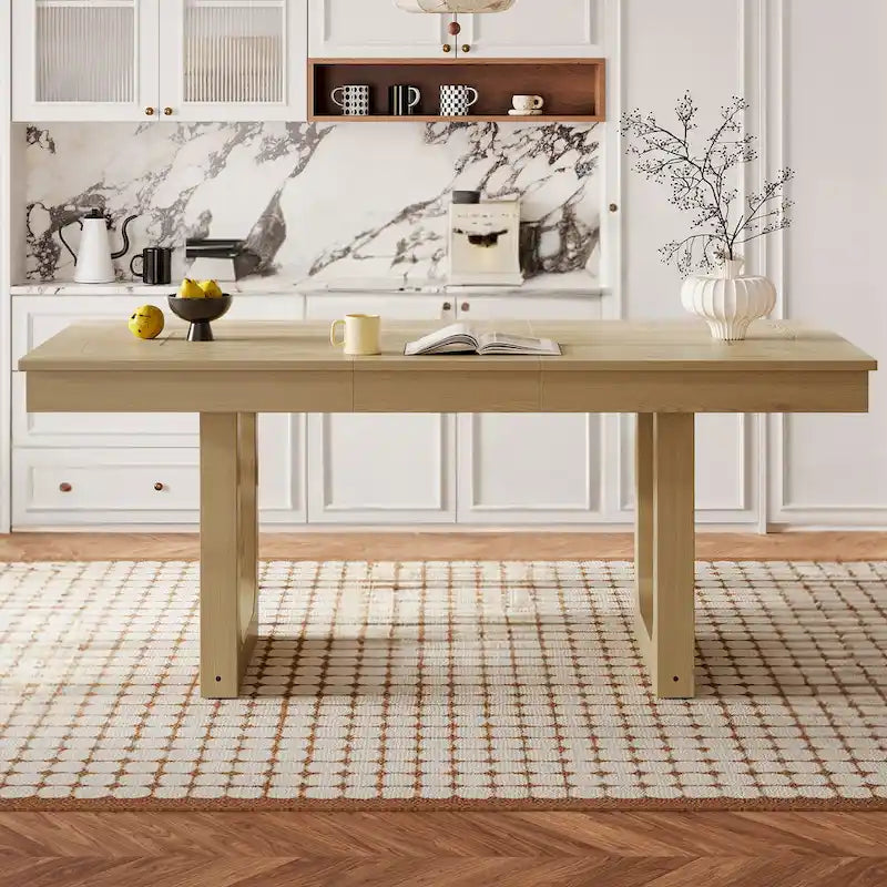 60"-78" Extendable Farmhouse Dining Table with Removable Leaf - Seats 4 to 8