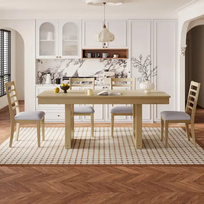 60"-78" Extendable Farmhouse Dining Table with Removable Leaf - Seats 4 to 8