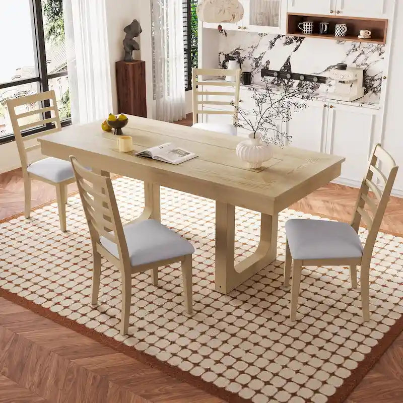 60"-78" Extendable Farmhouse Dining Table with Removable Leaf - Seats 4 to 8