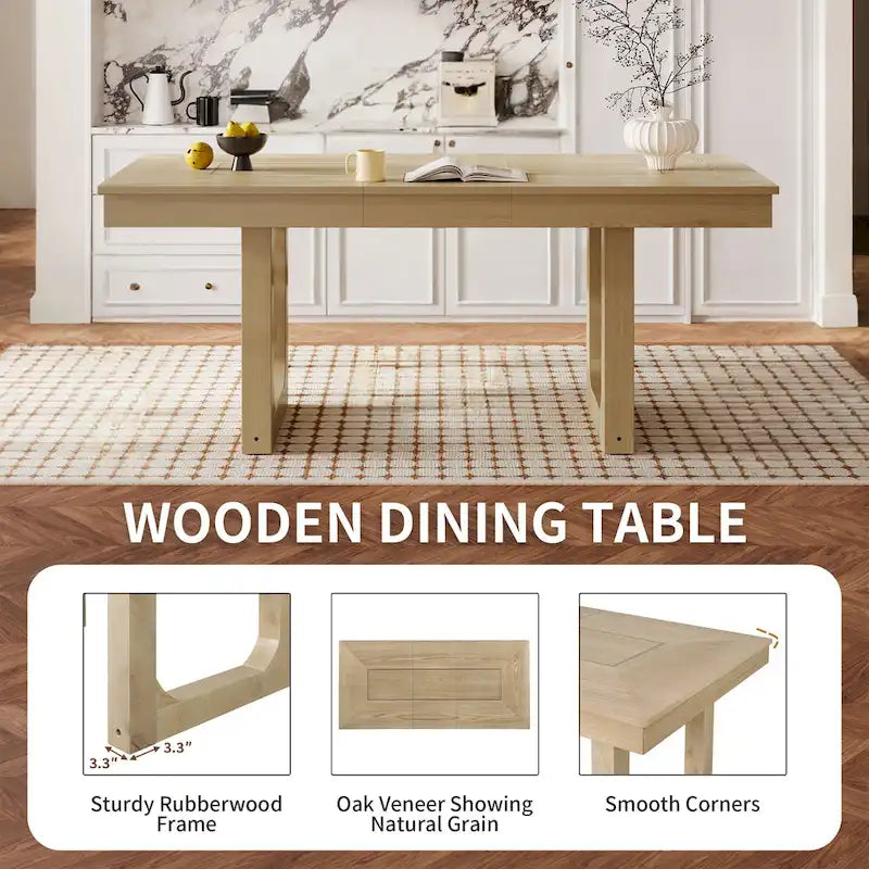 60"-78" Extendable Farmhouse Dining Table with Removable Leaf - Seats 4 to 8