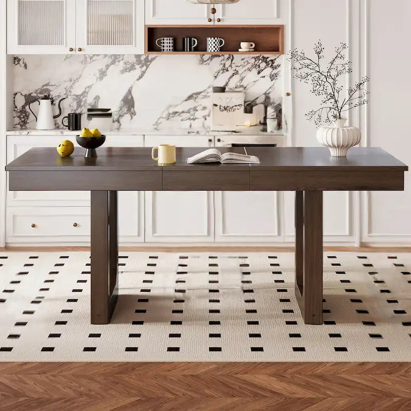 60"-78" Extendable Farmhouse Dining Table with Removable Leaf - Seats 4 to 8
