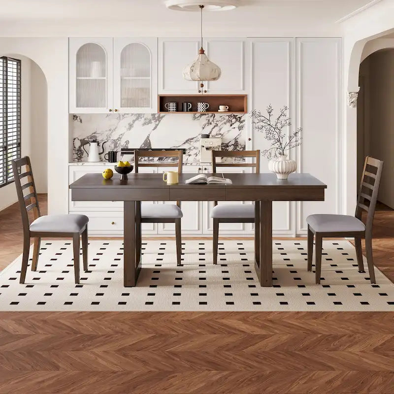 60"-78" Extendable Farmhouse Dining Table with Removable Leaf - Seats 4 to 8