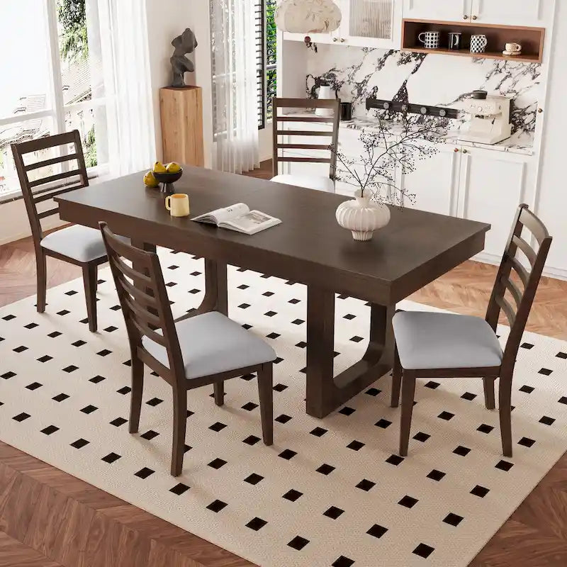 60"-78" Extendable Farmhouse Dining Table with Removable Leaf - Seats 4 to 8