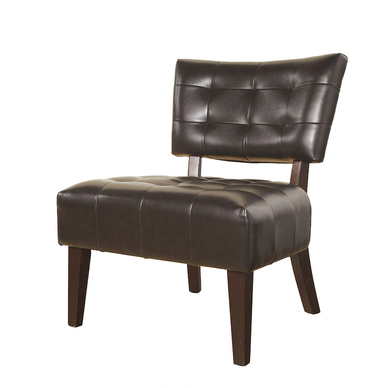 Oversized Button-Tufted Accent Chair - Blended Leather Upholstery & Kiln-Dried Hardwood Frame