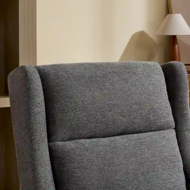 High-Back Upholstered Armchair with Spring Cushion & Walnut Wood Legs