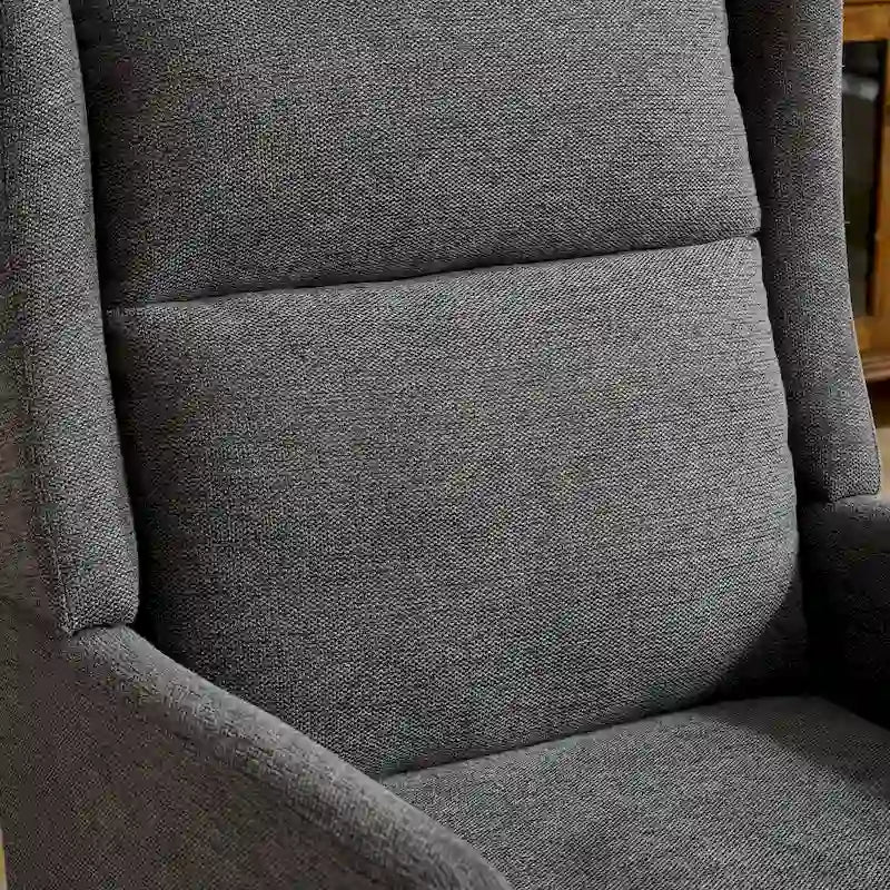 High-Back Upholstered Armchair with Spring Cushion & Walnut Wood Legs