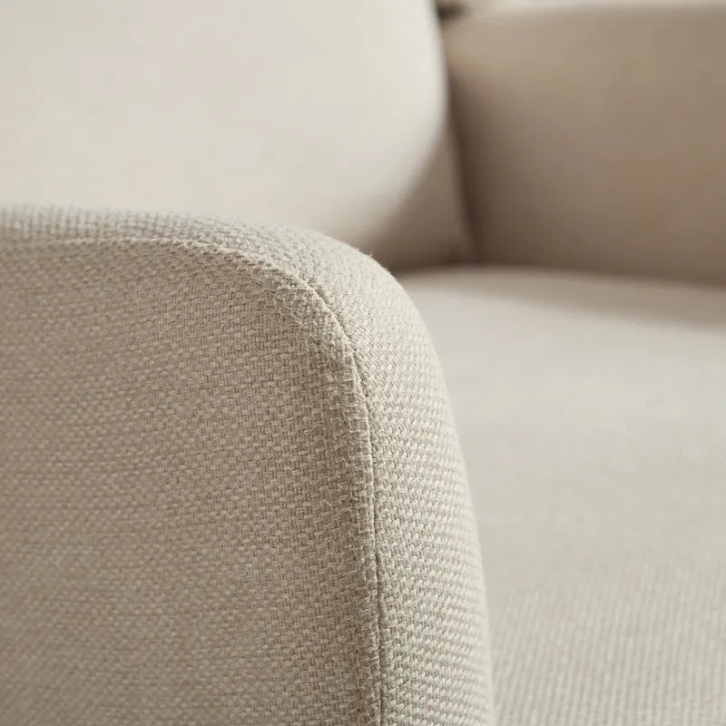 High-Back Upholstered Armchair with Spring Cushion & Walnut Wood Legs