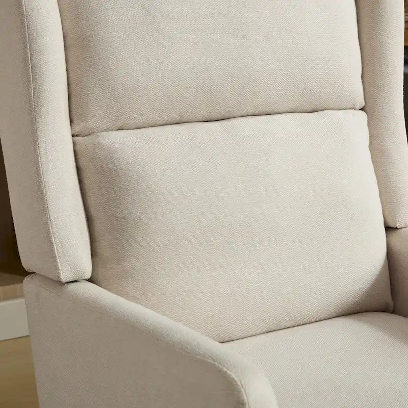 High-Back Upholstered Armchair with Spring Cushion & Walnut Wood Legs