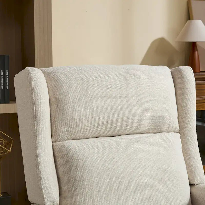 High-Back Upholstered Armchair with Spring Cushion & Walnut Wood Legs