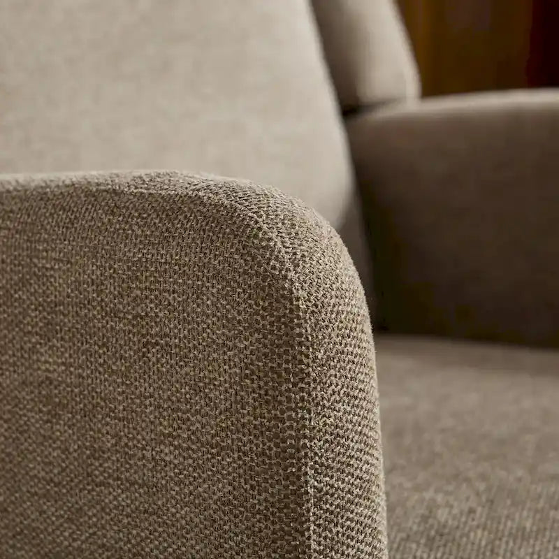 High-Back Upholstered Armchair with Spring Cushion & Walnut Wood Legs