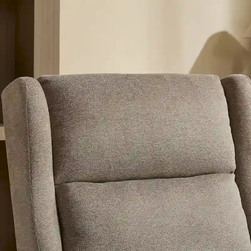 High-Back Upholstered Armchair with Spring Cushion & Walnut Wood Legs