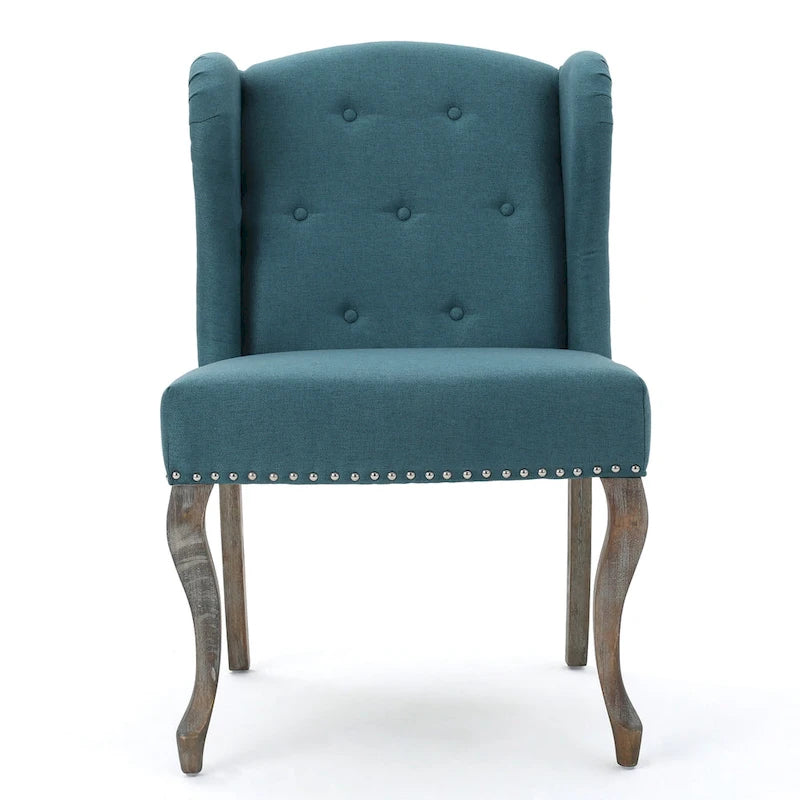 Button-Tufted Wingback Accent Chair – Nailhead Trim & Rubberwood Legs