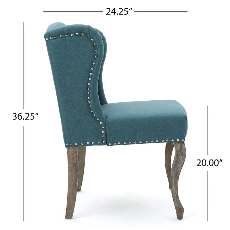 Button-Tufted Wingback Accent Chair – Nailhead Trim & Rubberwood Legs