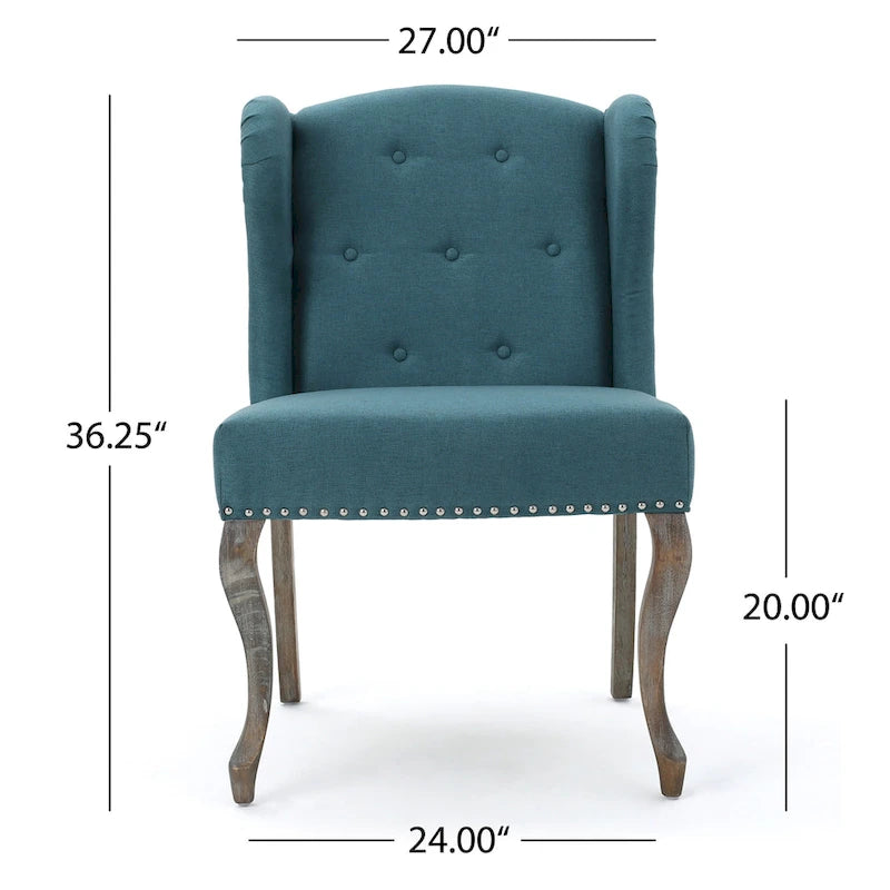 Button-Tufted Wingback Accent Chair – Nailhead Trim & Rubberwood Legs