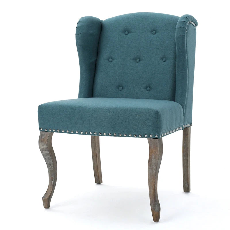 Button-Tufted Wingback Accent Chair – Nailhead Trim & Rubberwood Legs