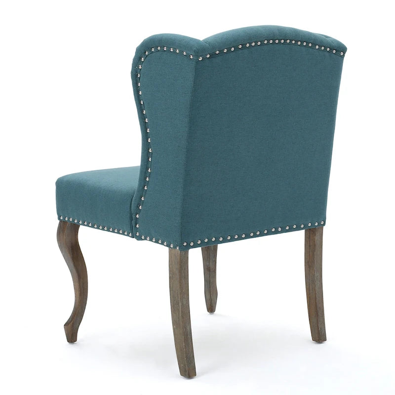 Button-Tufted Wingback Accent Chair – Nailhead Trim & Rubberwood Legs