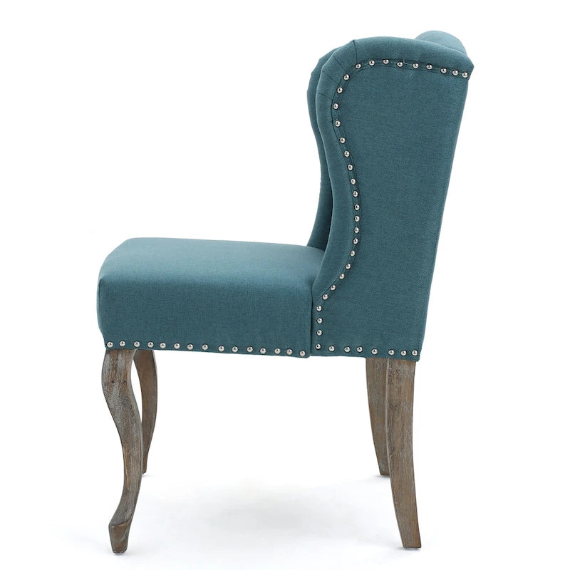 Button-Tufted Wingback Accent Chair – Nailhead Trim & Rubberwood Legs