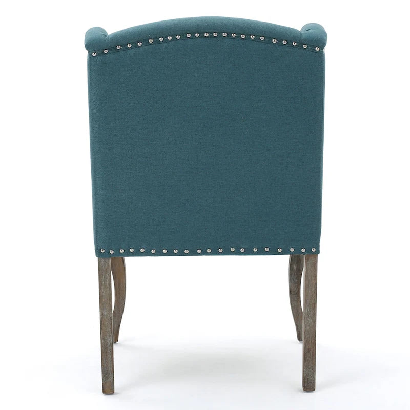 Button-Tufted Wingback Accent Chair – Nailhead Trim & Rubberwood Legs