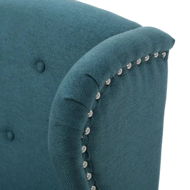Button-Tufted Wingback Accent Chair – Nailhead Trim & Rubberwood Legs