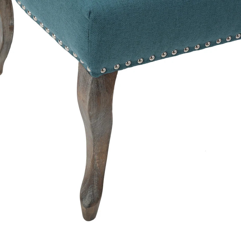 Button-Tufted Wingback Accent Chair – Nailhead Trim & Rubberwood Legs
