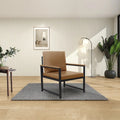 PU Leather Armchair with Loose Back Pillow & Metal Frame – Camel