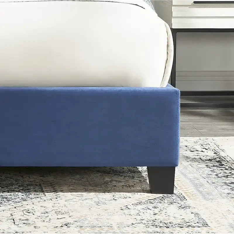 Queen Upholstered Wingback Platform Bed with Button Tufting & Nailhead Trim