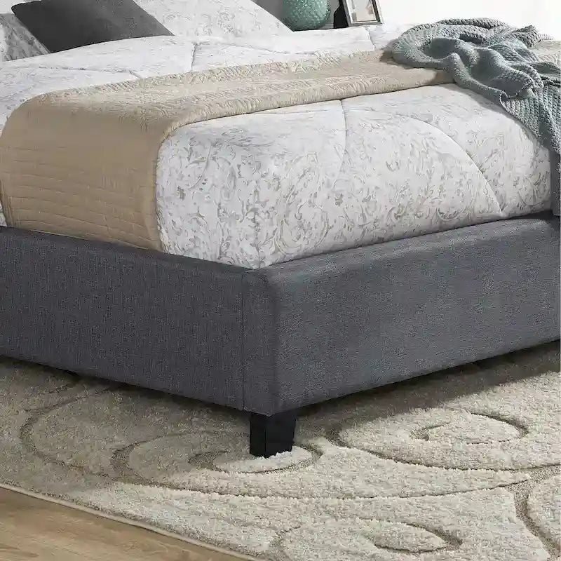 Queen Upholstered Wingback Platform Bed with Button Tufting & Nailhead Trim