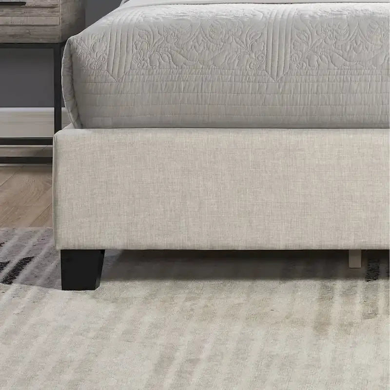 Queen Upholstered Wingback Platform Bed with Button Tufting & Nailhead Trim