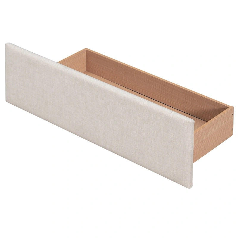 Queen Size Linen Button-Tufted Upholstered Platform Bed with 4 Storage Drawers - No Box Spring Required
