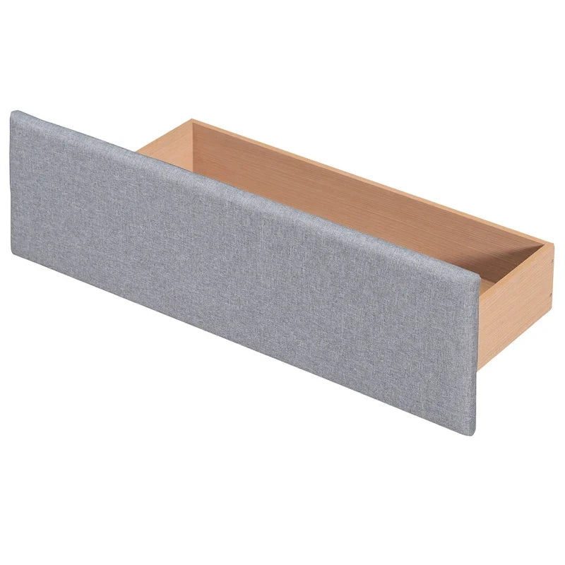 Queen Size Linen Button-Tufted Upholstered Platform Bed with 4 Storage Drawers - No Box Spring Required