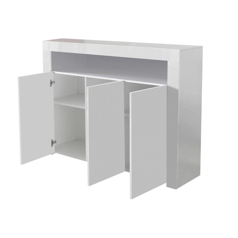 Modern LED Sideboard Storage Cabinet with 3 Doors – High Gloss Finish