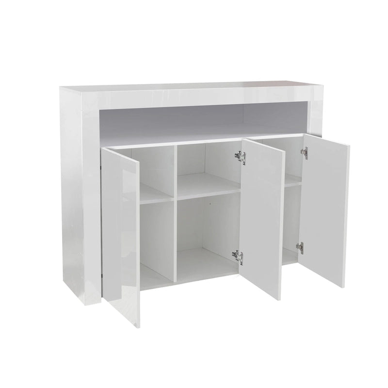 Modern LED Sideboard Storage Cabinet with 3 Doors – High Gloss Finish