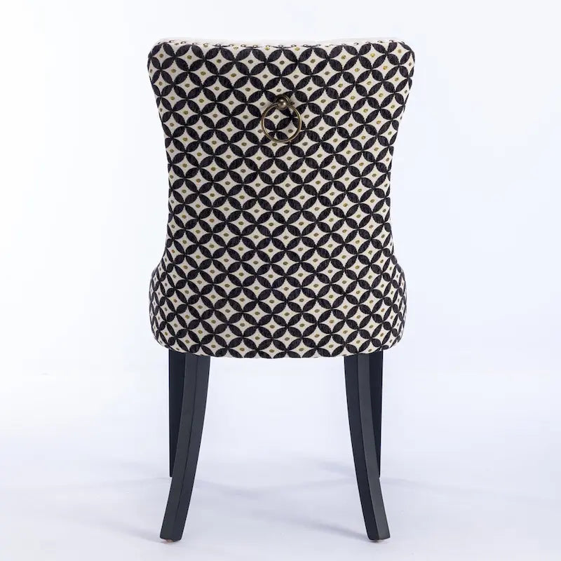 High-Back Velvet Dining Chairs with Decorative Rivets & Solid Wood Legs