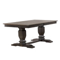 Solid Wood Extendable Dining Table with Double Pedestal Base – Antique Grey
