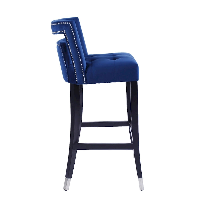 Velvet Upholstered Dining Chair with Nailhead Trim & Birchwood Legs