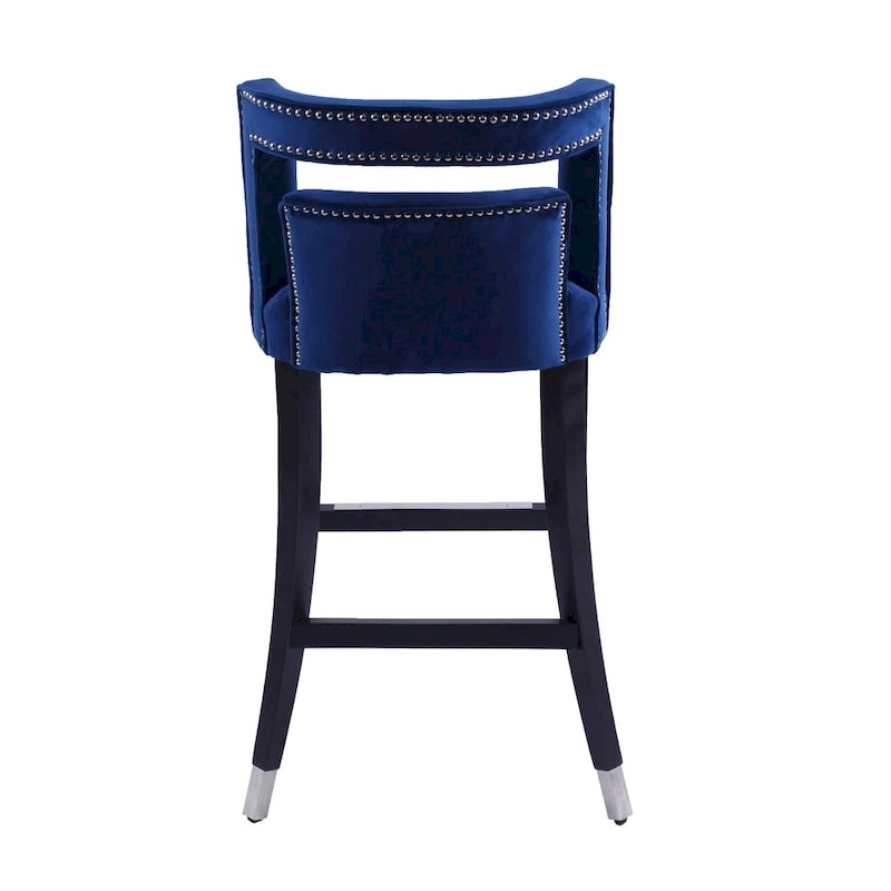 Velvet Upholstered Dining Chair with Nailhead Trim & Birchwood Legs