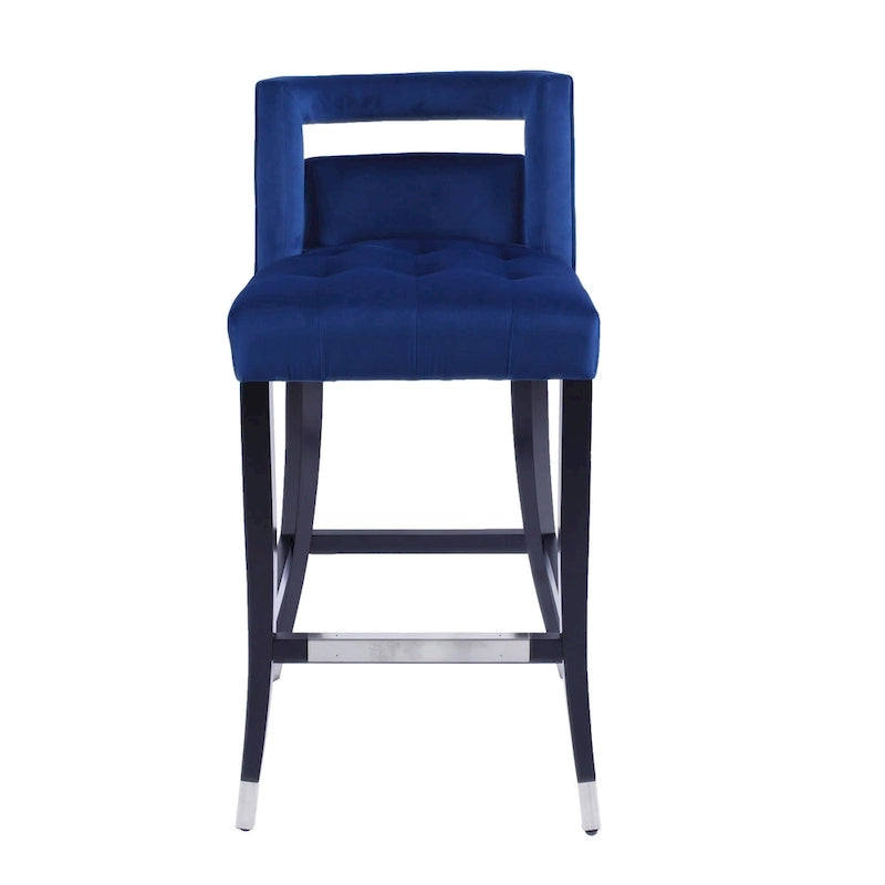Velvet Upholstered Dining Chair with Nailhead Trim & Birchwood Legs