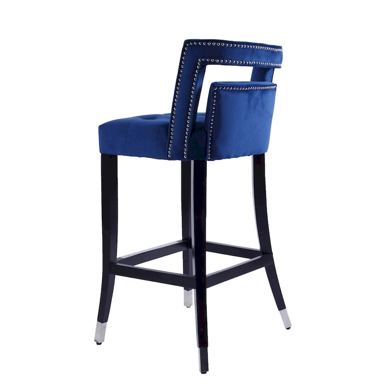 Velvet Upholstered Dining Chair with Nailhead Trim & Birchwood Legs