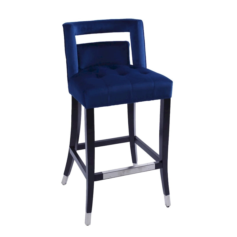 Velvet Upholstered Dining Chair with Nailhead Trim & Birchwood Legs
