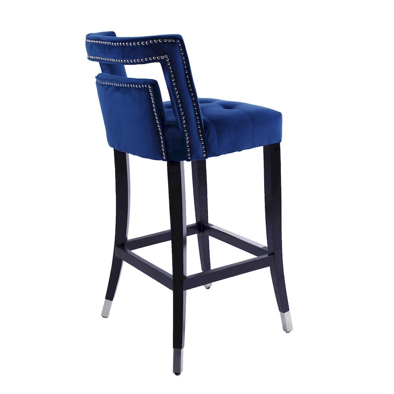 Velvet Upholstered Dining Chair with Nailhead Trim & Birchwood Legs